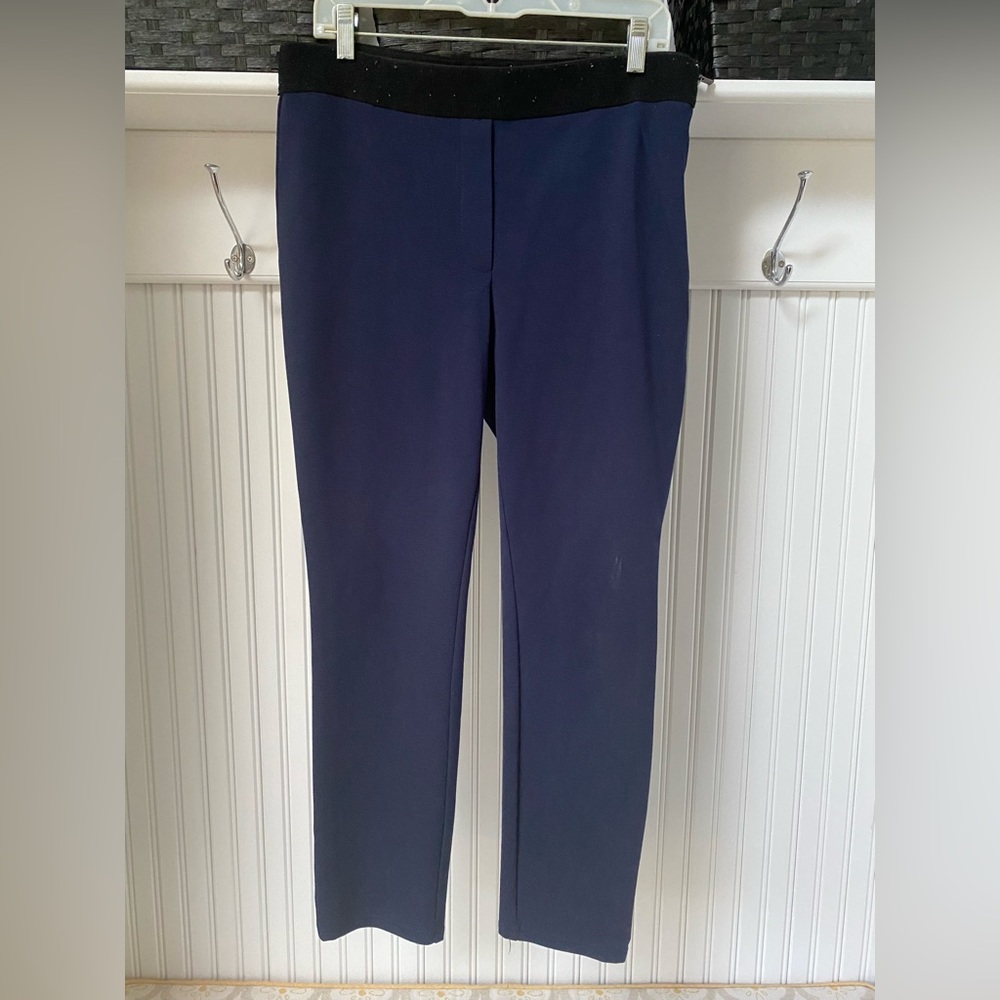 White House Black Market Navy Pants with Black Waistband
